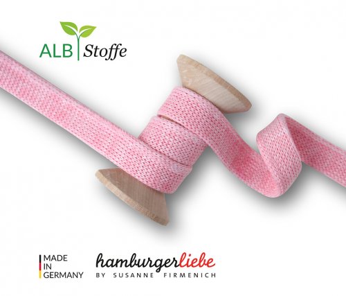 Bio Flachkordel - 1,2 cm - A14/A03 - puder/rosa scuro - Albstoffe - Hamburger Liebe